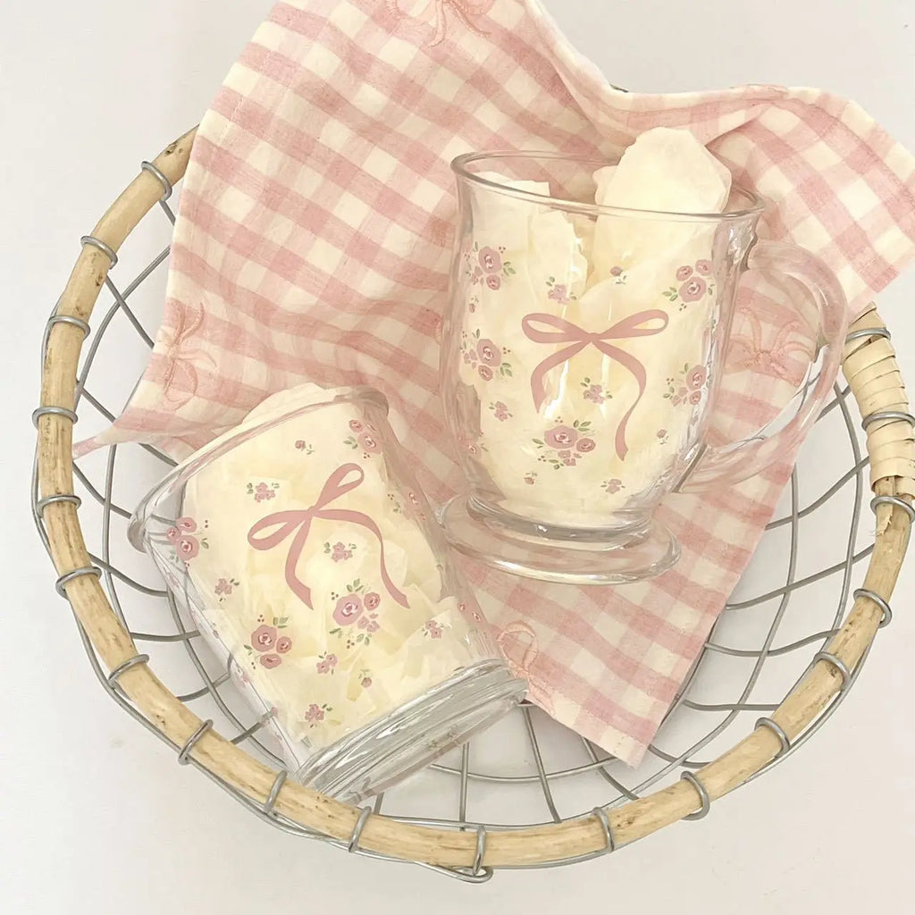 Kawaii Bowknot Glass Cups Bow Knot Drinkware