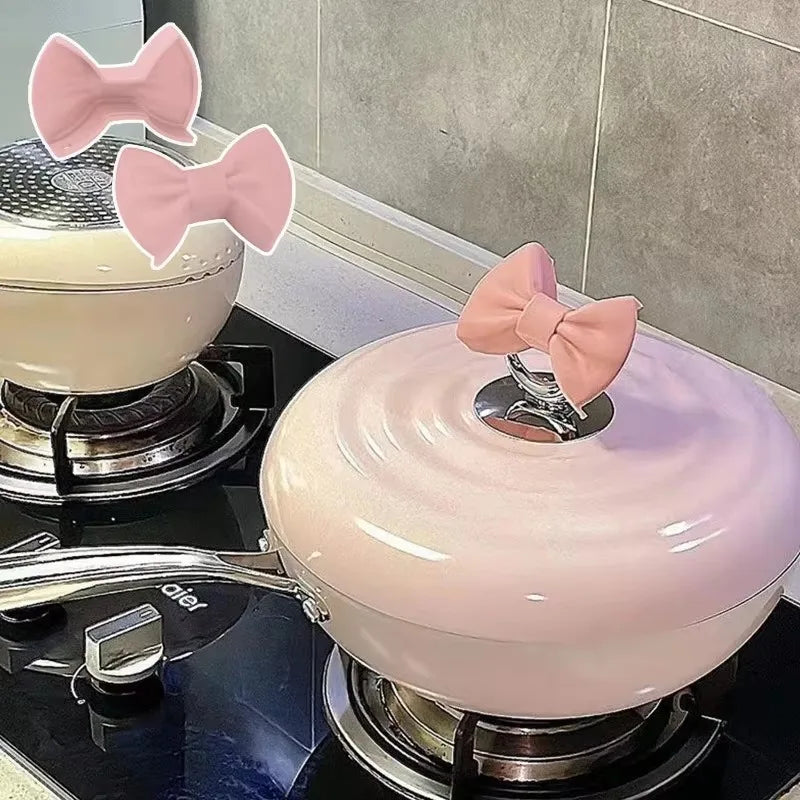 Kitchen 2pcs/set Bow Shaped Oven gloves Silicone Oven Gloves Heat-resistant Pot Cover For Cooking Kitchen Tools