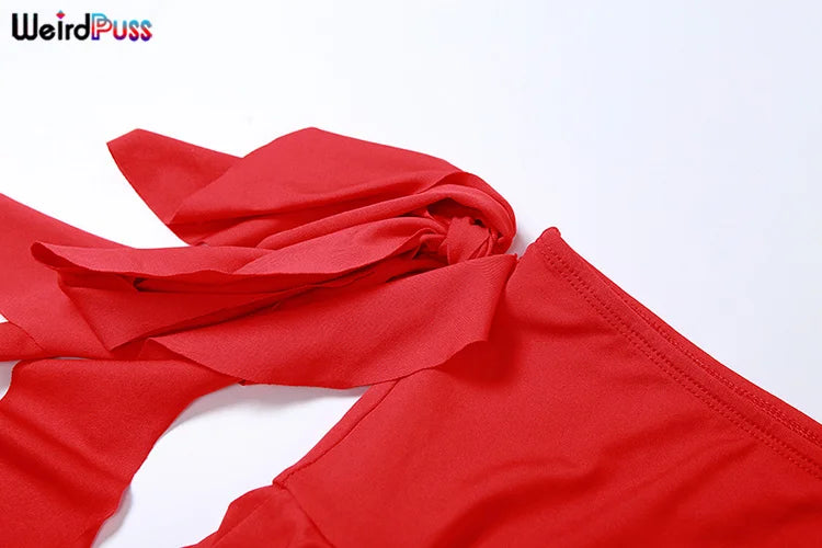 Women 2 Piece Set Double-Deck Pleated Tassel Mini Skirt+Bandage Slim Tank Top Festival Party Sexy Matching Outfits