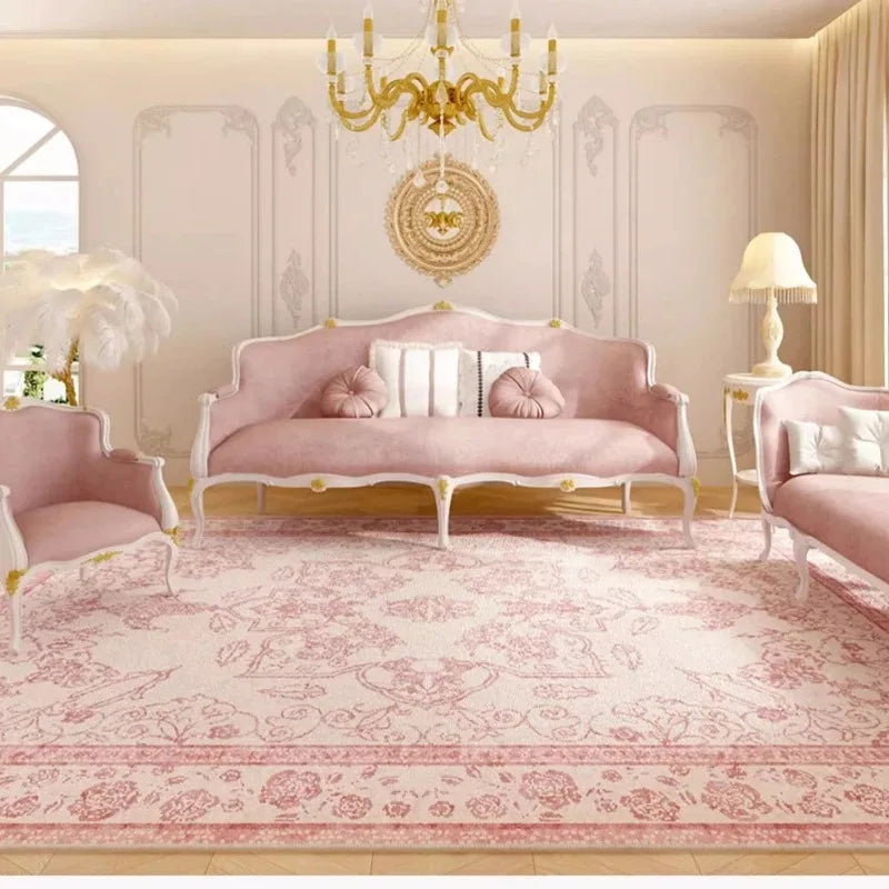 Luxury Pink Carpet Large Rugs for Living Room Bedroom Decor Retro Persian Home Sofa Coffee Table Area Rug Cloakroom Balcony Mat