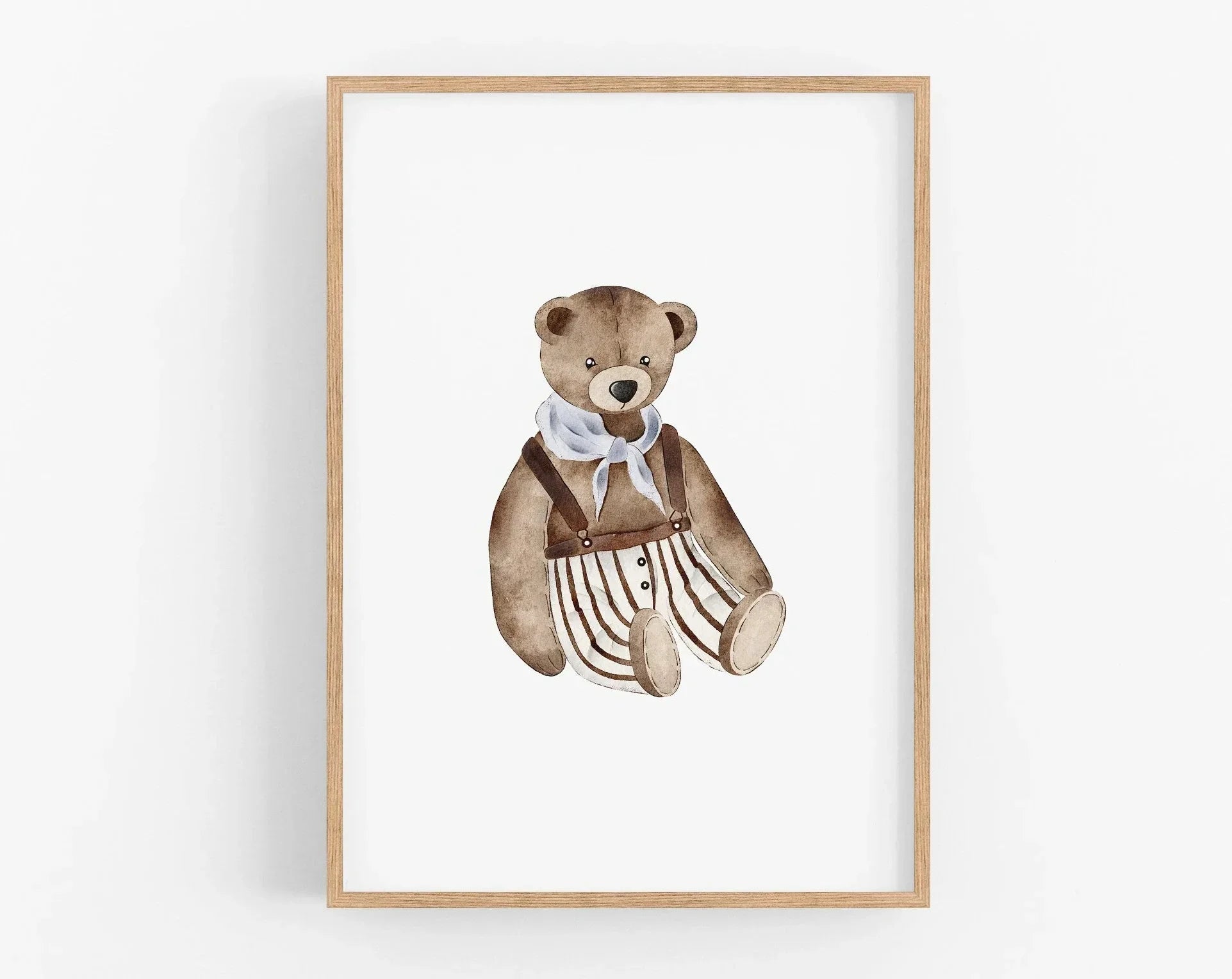 Pink Ballet Dancer Bear  Cute Teddy Bear Canvas Painting Minimalist Wall Art