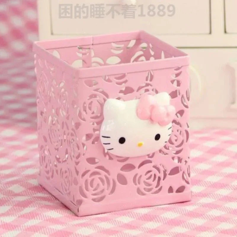 Hello Kitty Sanrio Animation Peripheral Cartoon Children's Pen Holder Creative Kawaii Desktop Storage Box Ornaments