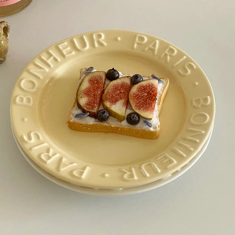 Ceramic Dessert Plate with Letter, Fruit Salad Plates, Afternoon Tea Cake Dishes