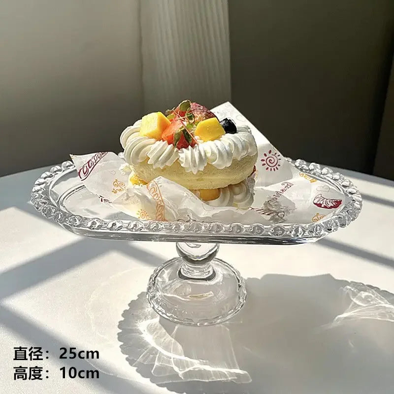 Clear Glass Cake Plate