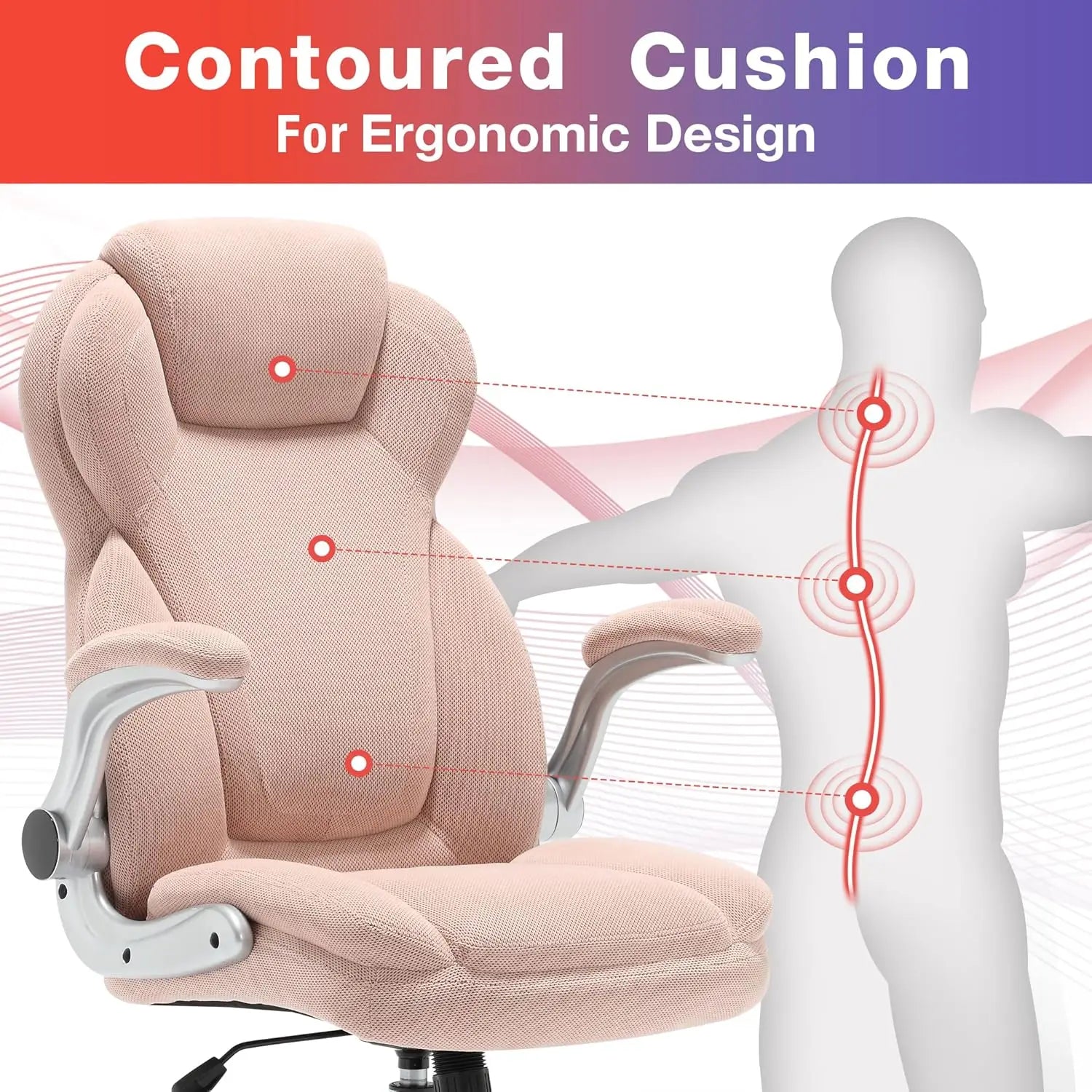 Executive Big and Tall Fabric Office Chair Duty Executive Desk Chair with Extra Wide Seat, High Back Ergonomic Leather Computer Chair