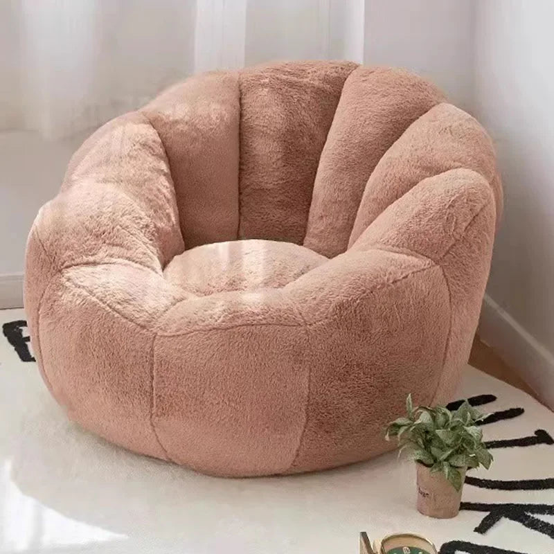 Kawai Curved Bean Bag Sofa Pink Lazy Exterior Sitting Bean Bag Sofas Comfortable Reclining Furniture