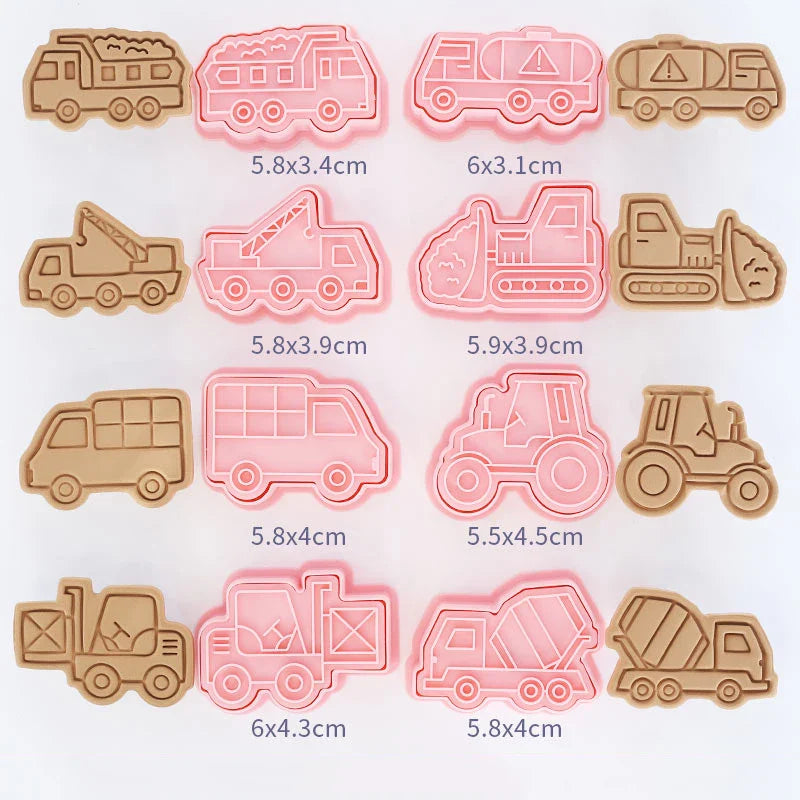 Cookie Cutters Plastic 3D Cute Cartoon Pressable Biscuit Mold Cookie Stamp Kitchen Baking Pastry Bakeware 8 Pcs/set