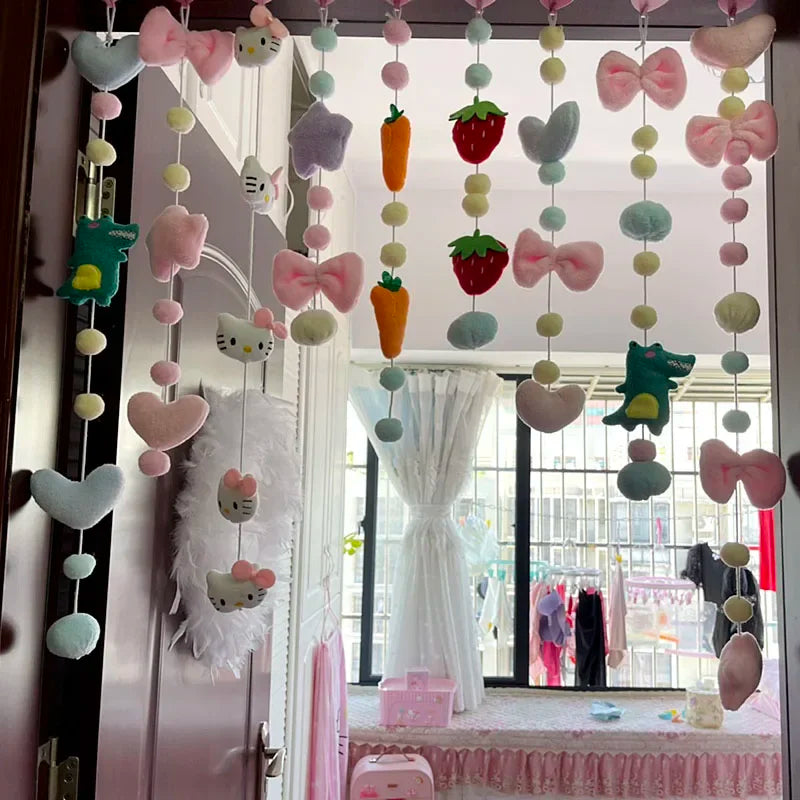 New Sanrio Kawaii Hello Kitty Kuromi My Melody Door Curtain Cute Bathroom Decoration Bedroom Curtain Accessories