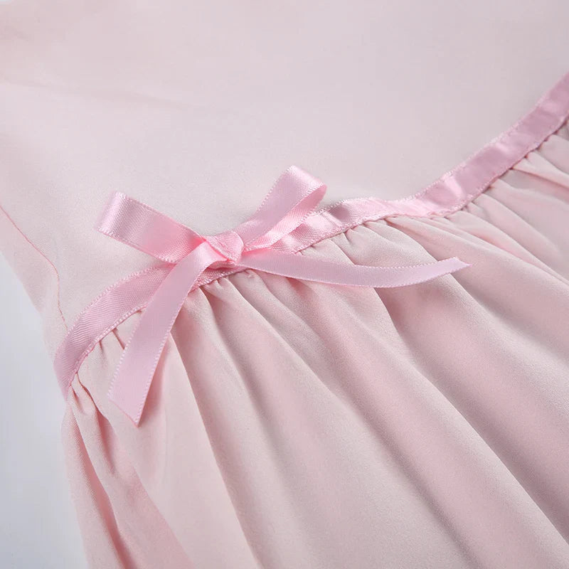 Hot-sweet Pink Spliced Summer Mini Skirt Bow Fashion Cute Folds A-Line Women Skirts Coquette Clothes