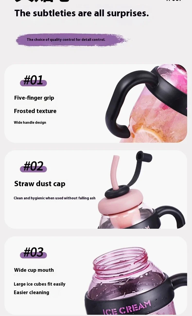 Sanrio Water Cup Hello Kitty  Anime Straw Cup Cartoon Cute Large Capacity Outdoor Activities Portable Tea Separation | 1300ML