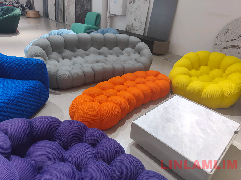 Contemporary Cloud-Shaped Sofa Modular Cloth Couch Fabric Curved Designer Sofa Set