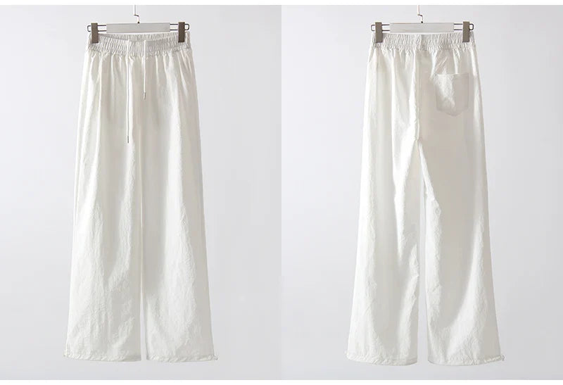 Summer Straight Leg Sweatpants For Women High Waist Jogger Wide Leg Trousers Women's Sports Pants White Sweatpants Wtpants Women