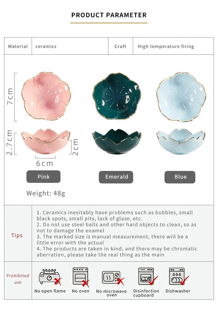 Kawaii Japanese Sakura Ceramic Dish Cherry Blossom Plate Sauce Dish Flower Bowl