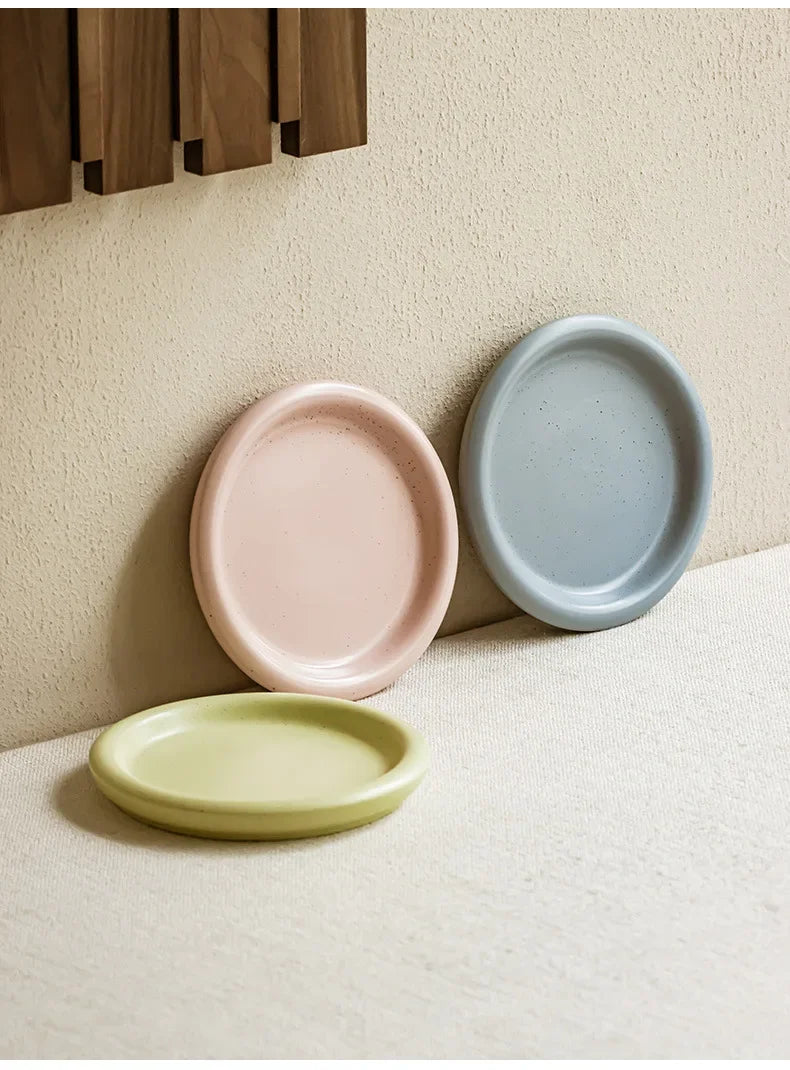 Macaron Color Plate Small Fresh Ceramic Round Plate