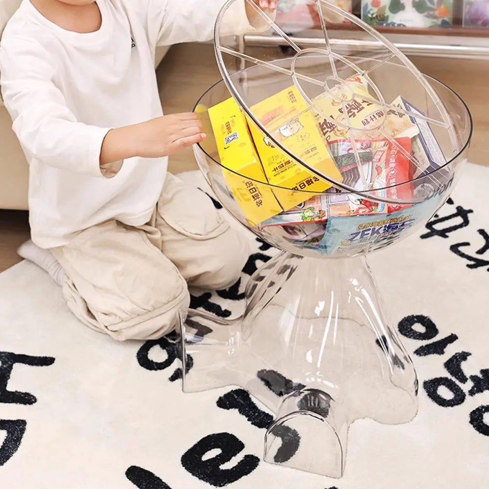 Transparent Advanced Small flat head coffee table cream style, home living room sofa side table table, round side table