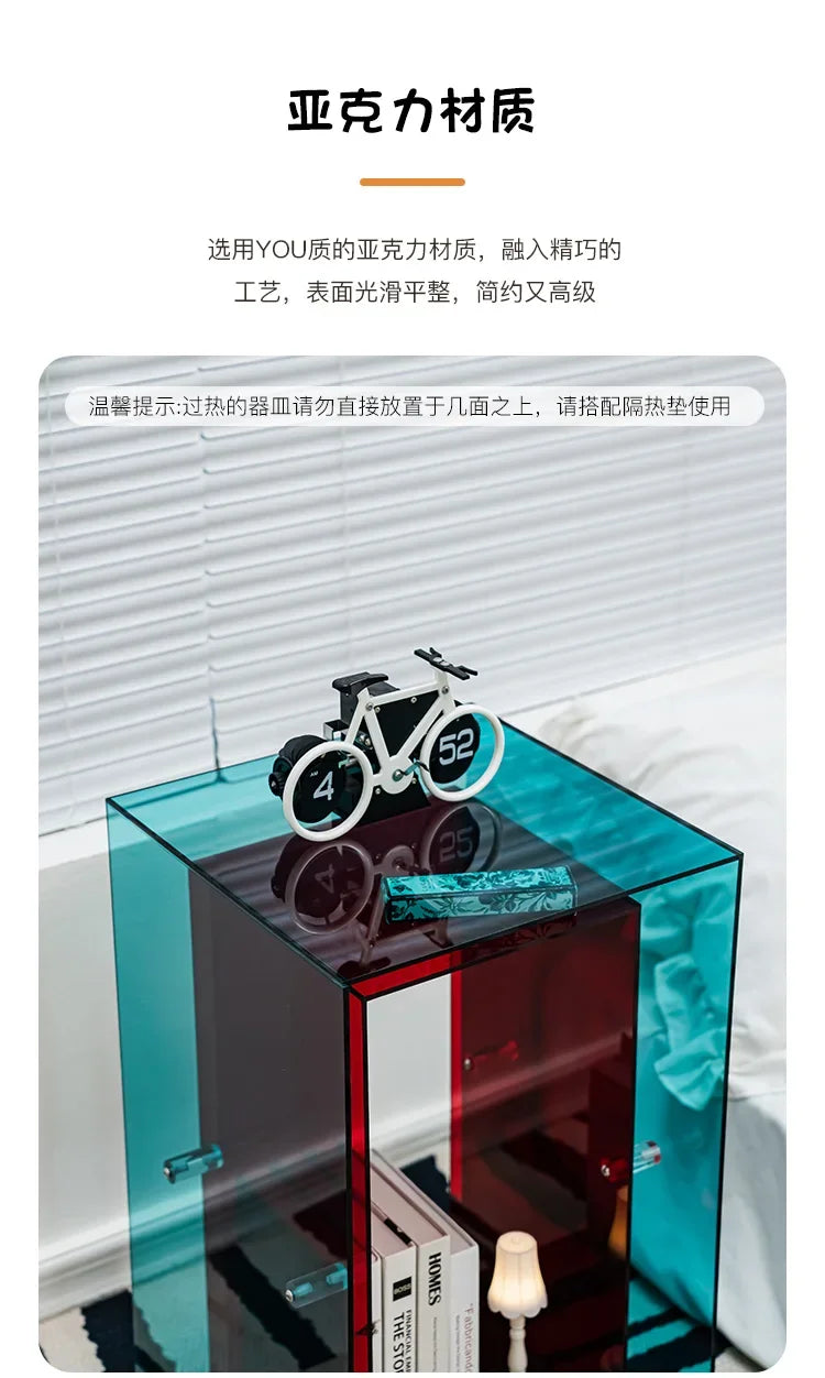 New Style Acrylic Tea Table Small Transparent Modern Storage Side Cabinet