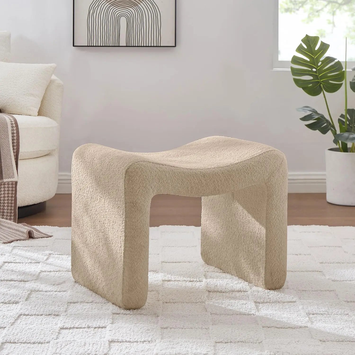 Luxury Small Footstool Ottoman, Multi-Functional Modern Foot Stool, Sofa Footrest Extra Seating for Living Room, Entryway, Hallways