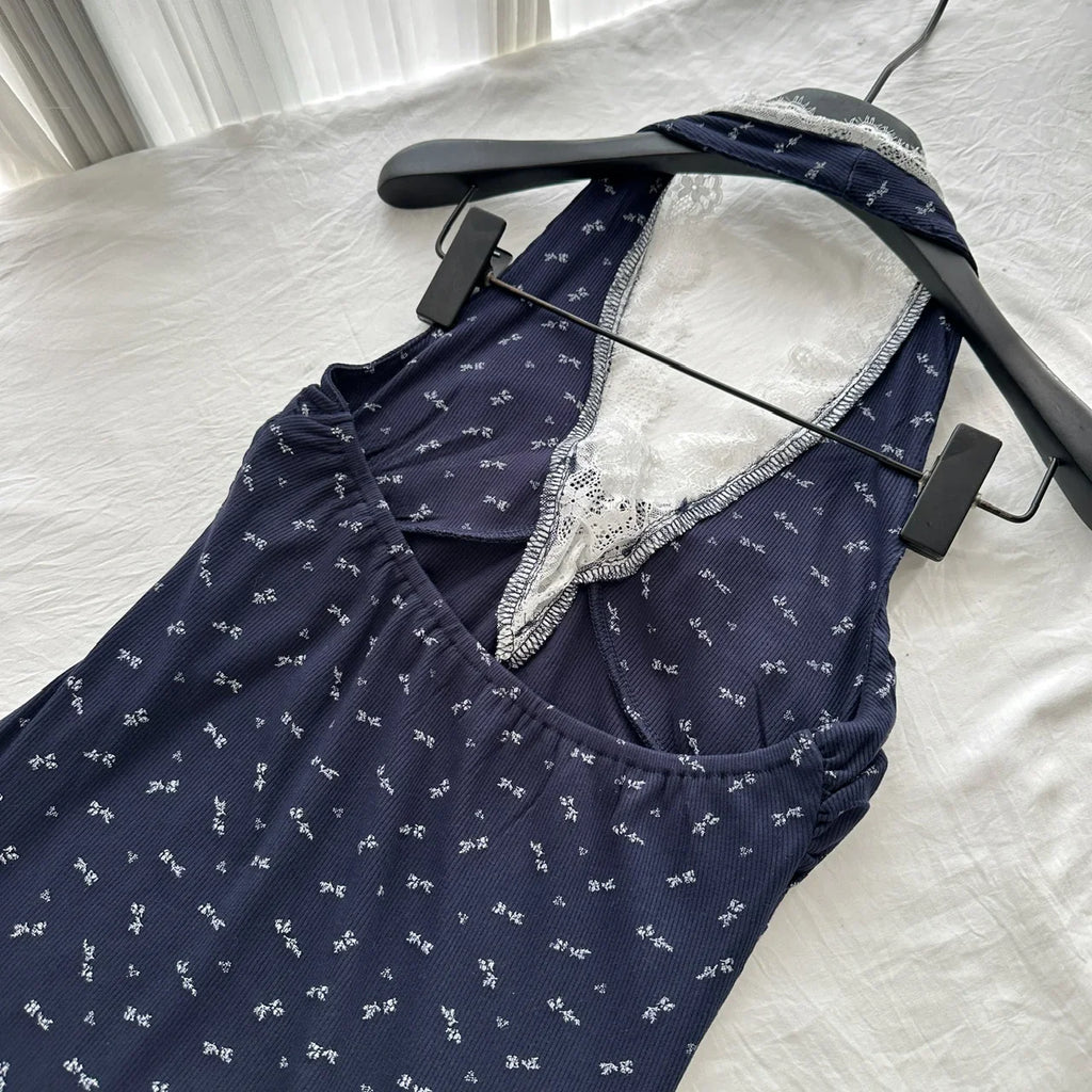 Women Stylish Maxi Trumpet Mermaid Halter Dress Backless One-Piece Dress