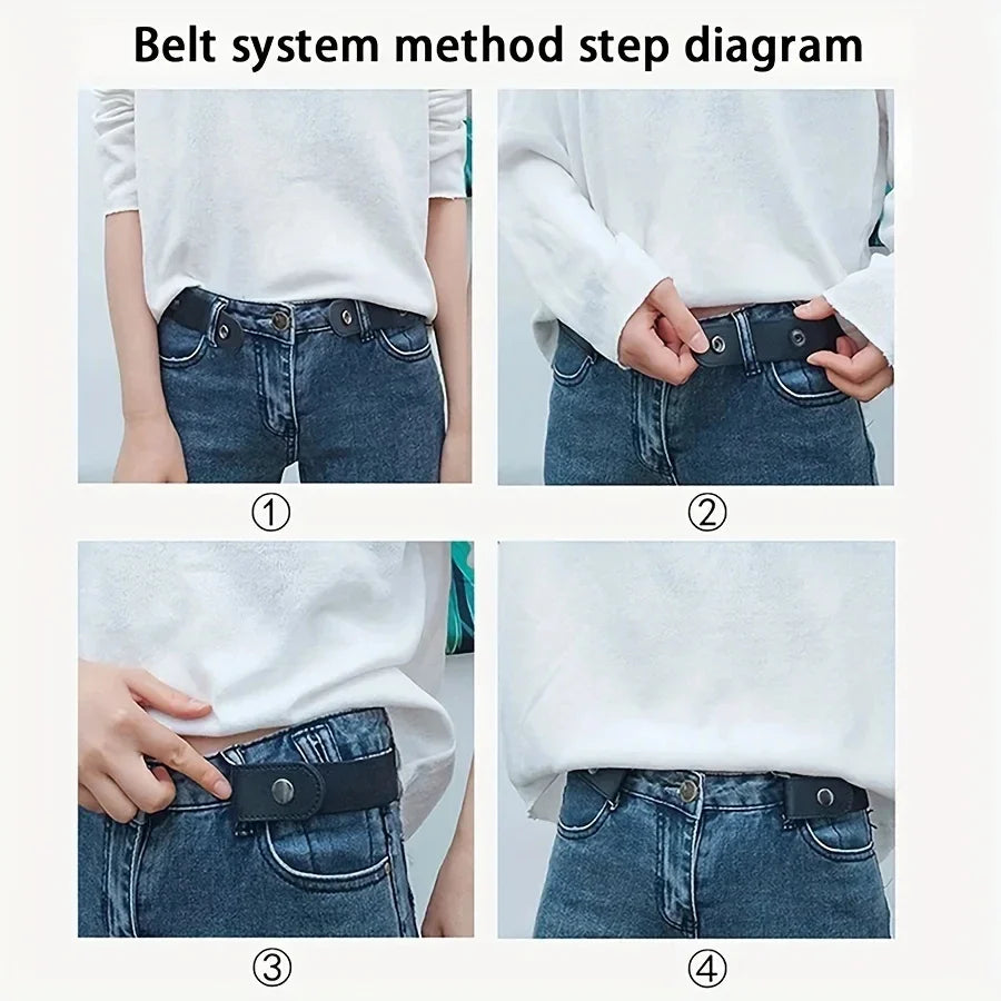 Women 1pc Buckle-Free Belt For Jean Pants, Dresses, No Buckle Stretch Elastic Waist Belt, No Bulge, No Hassle Waist Belt