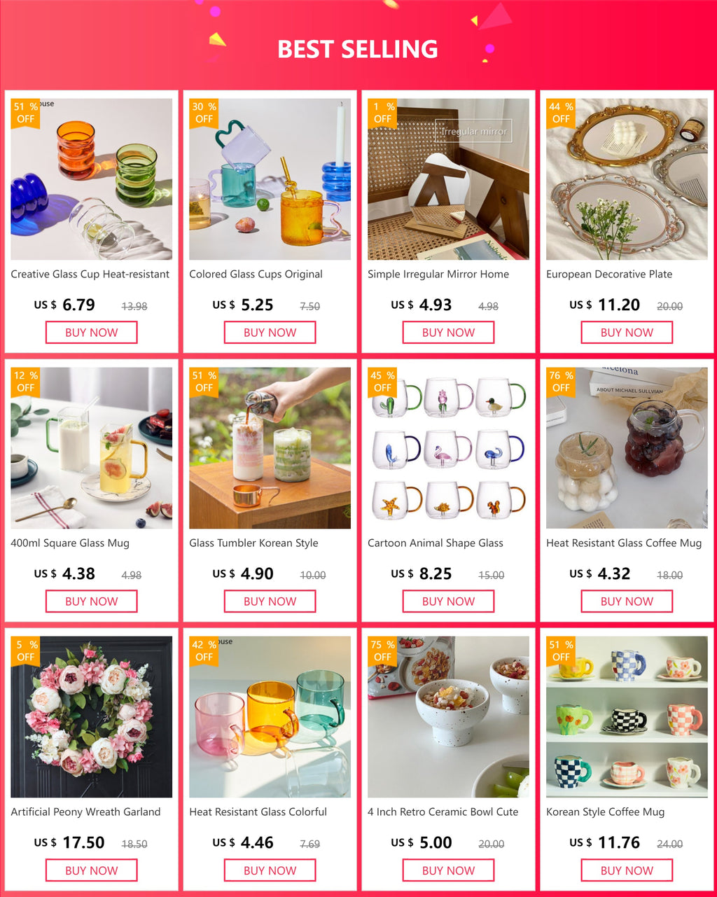 Colors Glass Cups Heat Resistant Glass