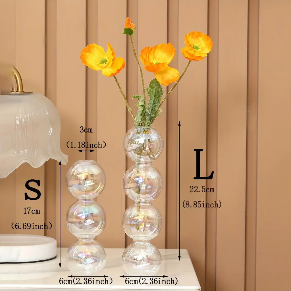 Nordic Glass Bubble Vase - Clear Hydroponic Planter for Home Desk Decor, Cute Simple Flower Arrangement Decoration