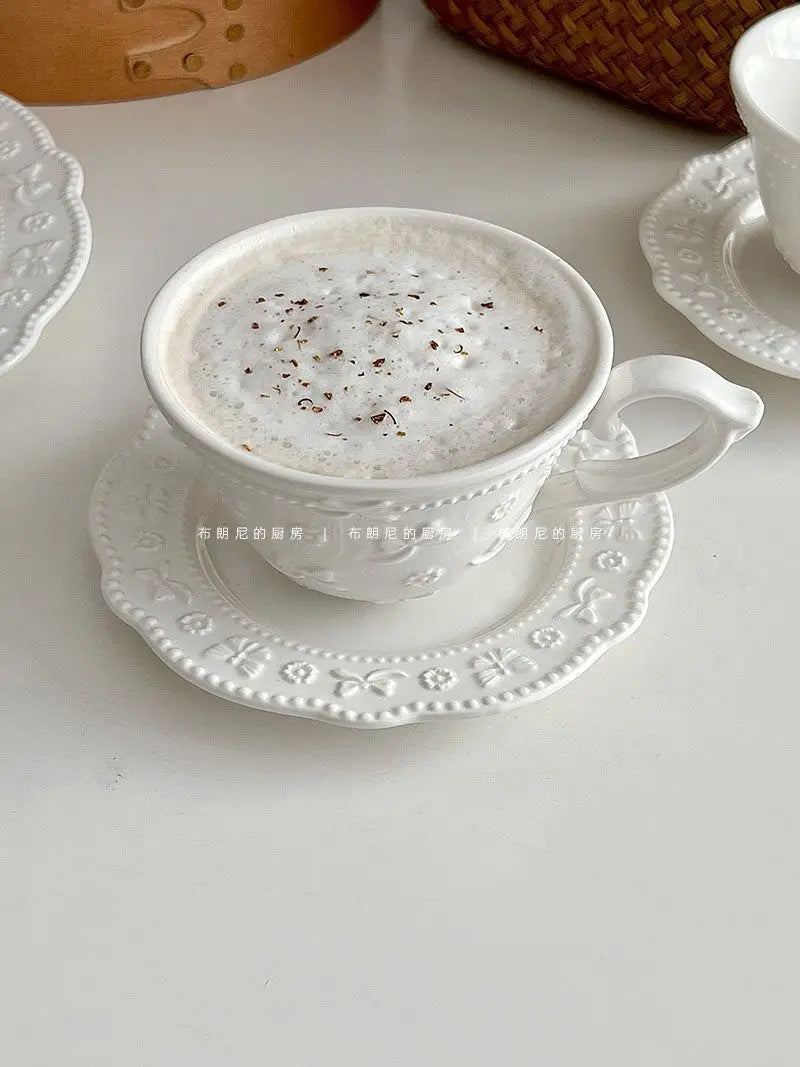 White French Lace Cup and Plate Set
