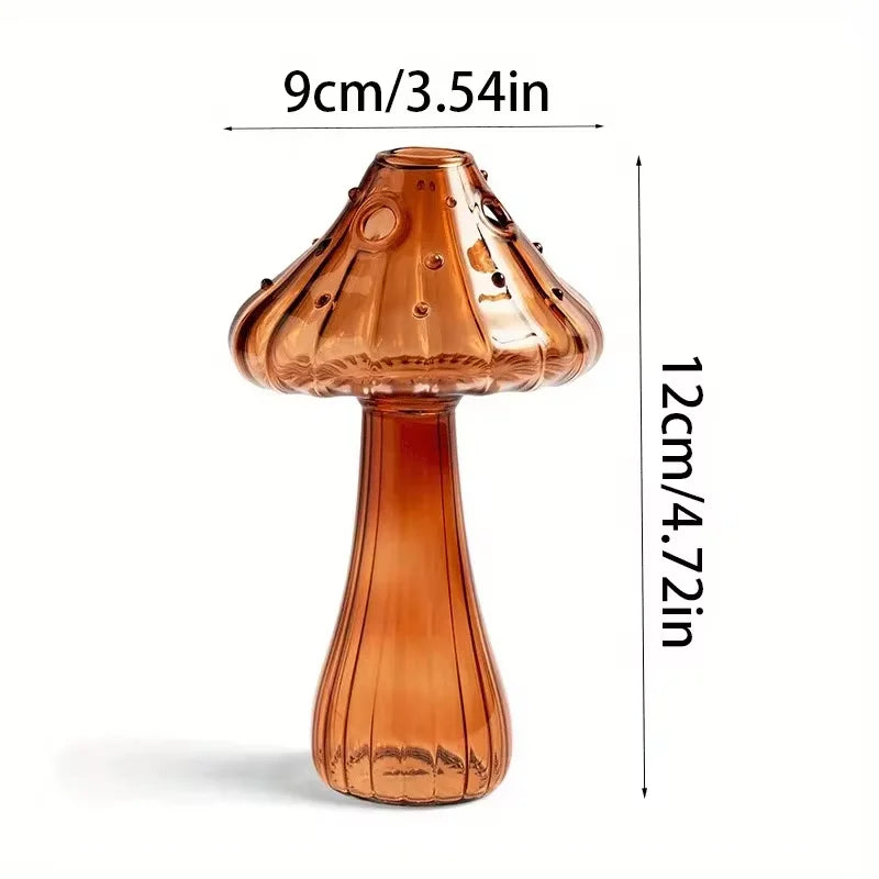 Delicate Colourful Mushroom Vase Creative Hydroponic Transparent Glass Aromatherapy Vase Living Room Dining Room Desktop Art Decoration