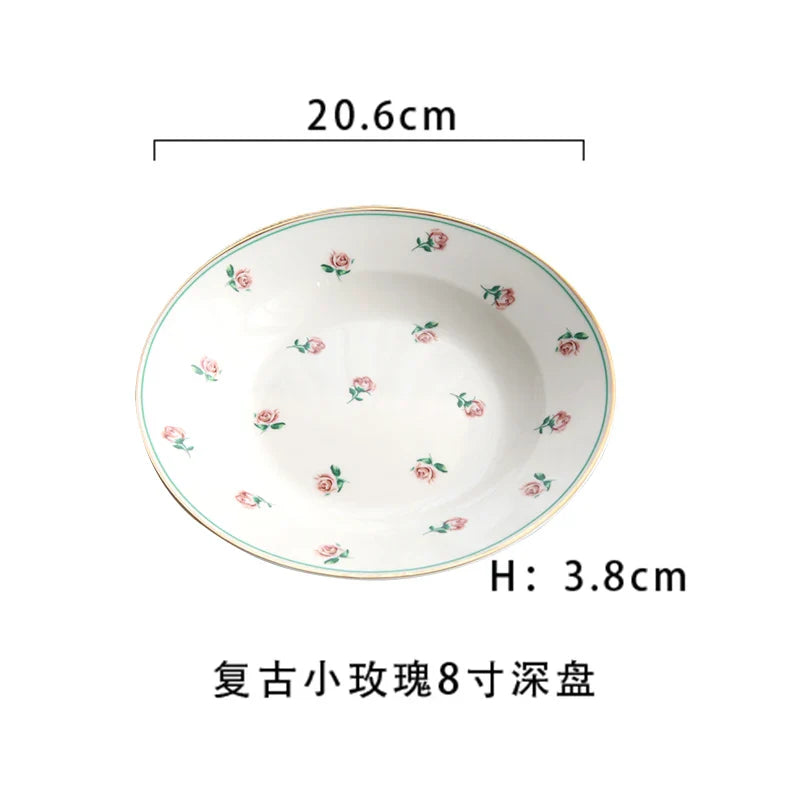 Floral Luxury Ceramic Teapot, Cup, Dessert Plate