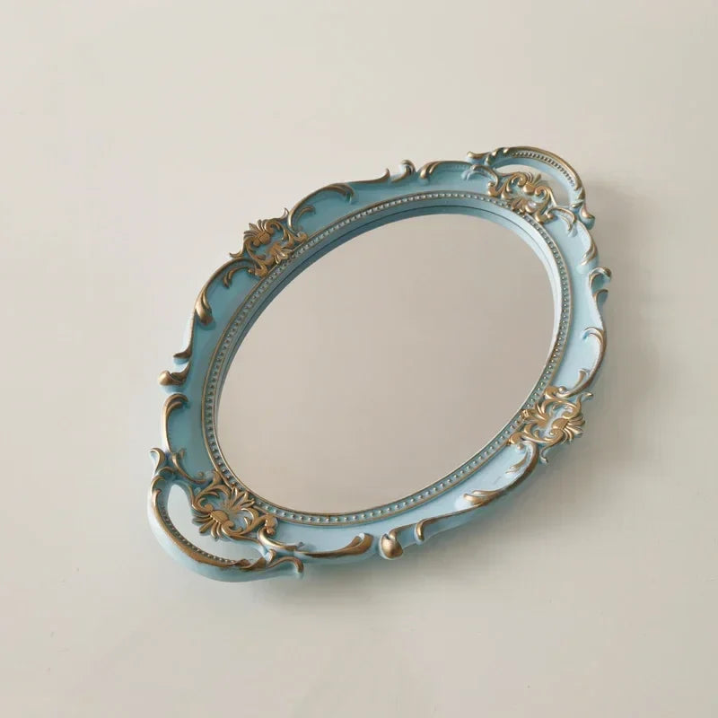 Vintage Oval Jewelry Display Tray Mirror