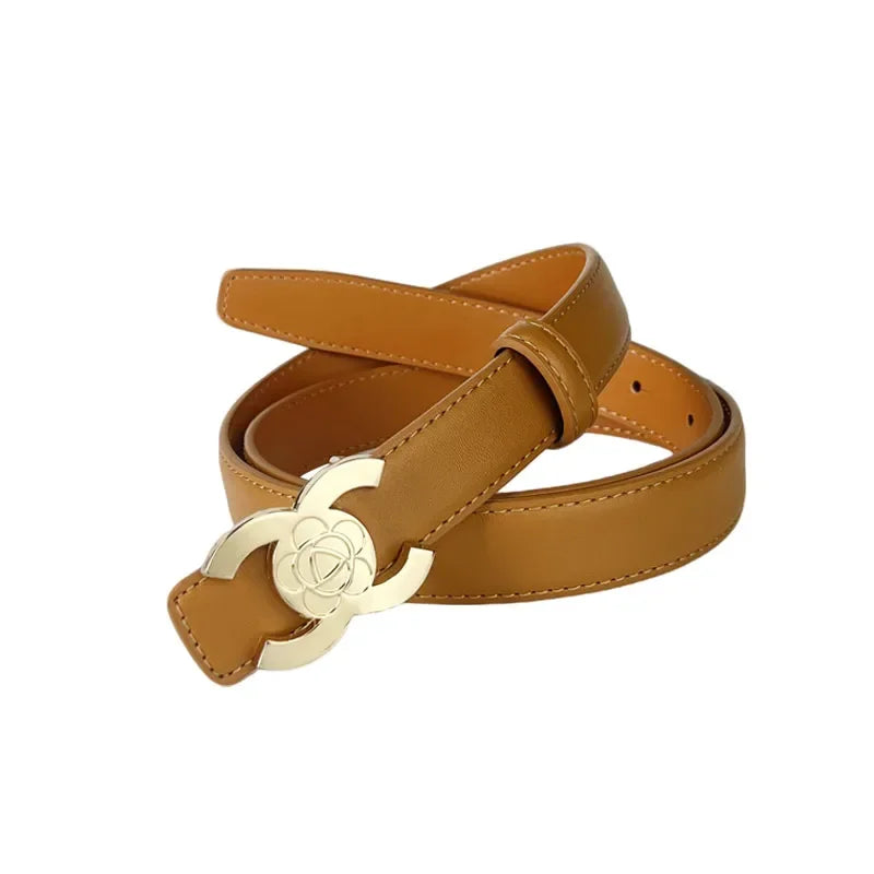 Women's Versatile Belt, Elegant Retro Style, Square Alloy Buckle