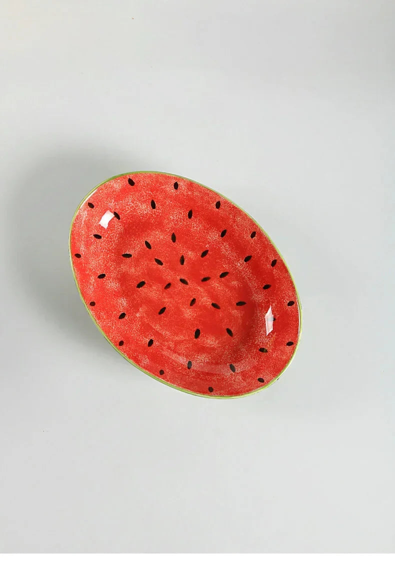 Watermelon Ceramic Cute Hand-painted Tableware Underglaze Color Fruit Shaped Bowl