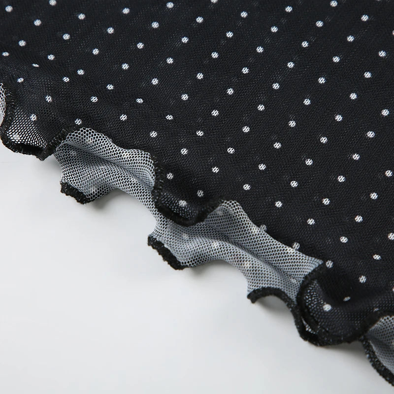 Polka Dot V-Neck Slim Fit Camisole Tops Causal Simple Basic