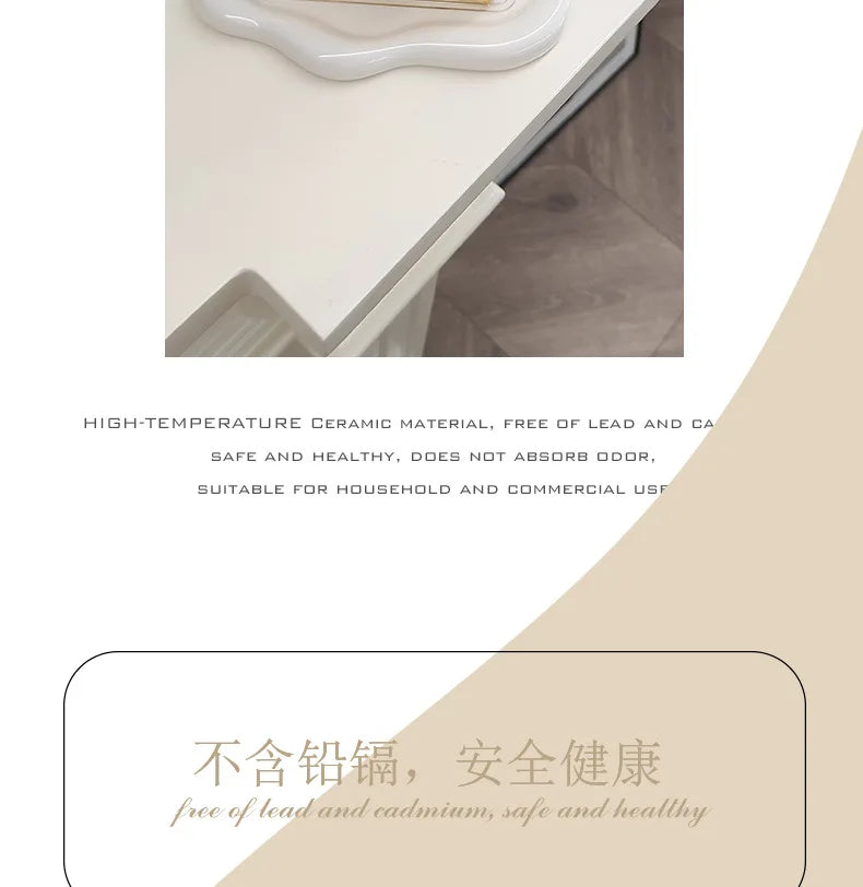 White/Silver Ceramic Plate High-Cloud Plate