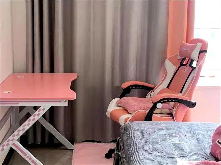 Pink Gaming Desk Girls Study Desk Laptop Table Computer Table Chair Live Gamer Home Live Desks Bedroom Desktop Gamer Desks