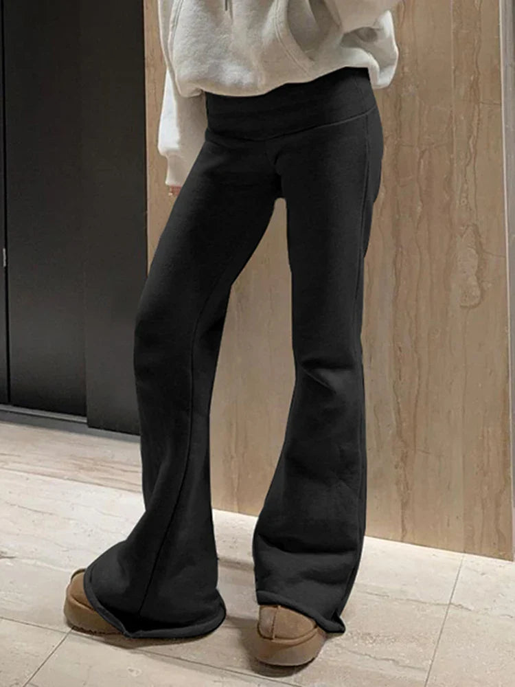 Sexy Basic Solid Flare Pants Y2K Slim Low-Waisted Boot Cut Pants Women Fashion Streetwear Lady
