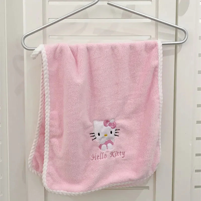 Sanrio Hello-kitty Anime Body Bath Towel Black Beauty Melody Soft Face Hand Microfiber Towel Fitness Sports Spa Bathrobe