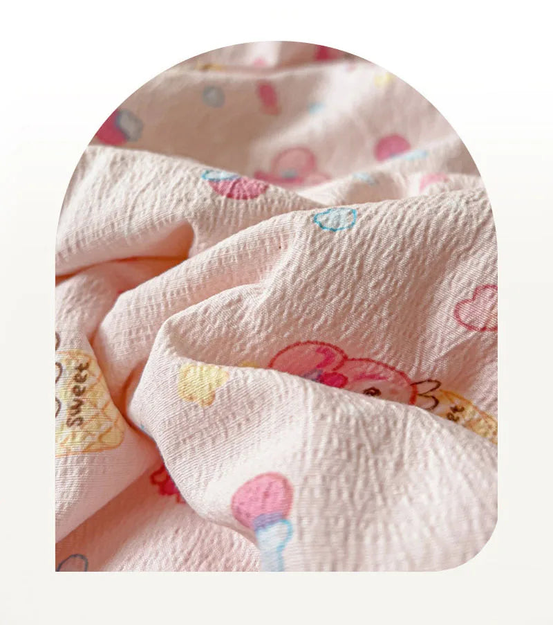 Korean Quilt with Lace and Ruffle Pure Cotton Patchwork Comforter for Summer Skin-Friendly Breathable Cooling Blanket for Home