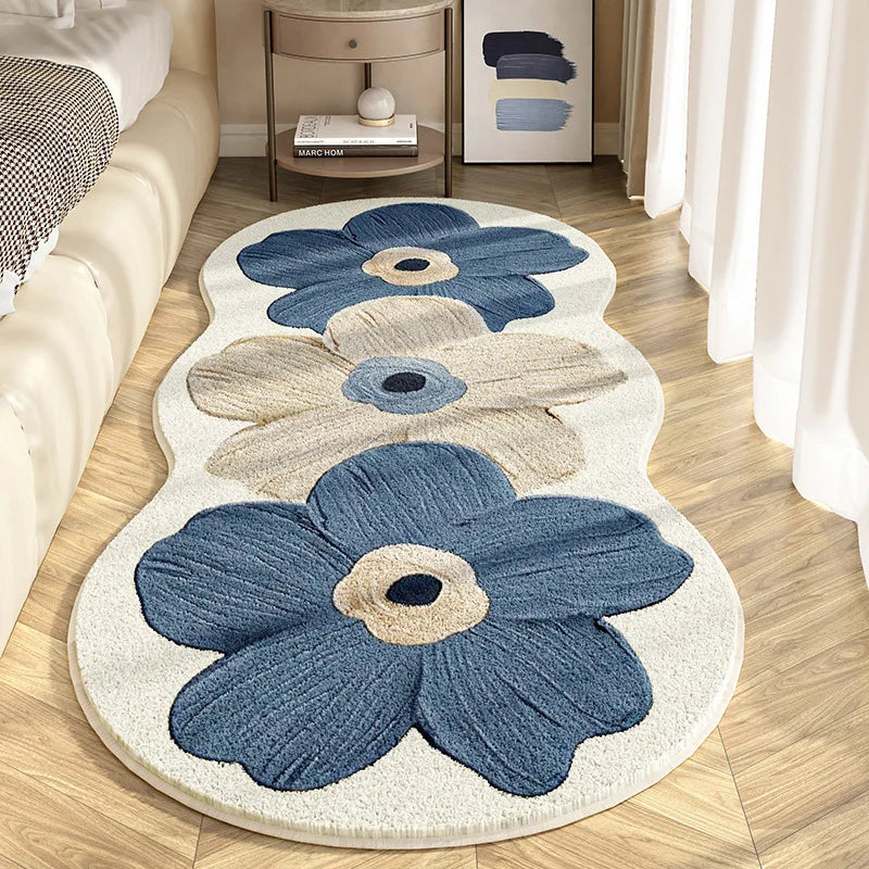 Irregular Flower Bedside Non-slip Super Absorbent Cashmere Carpet