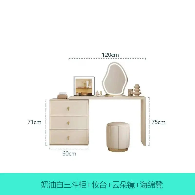 Pink Bedroom Dresser with Makeup Organizer, Comfortable Bedside Cabinet with Drawer for Clothes, Stylish Mirror Stand Furniture