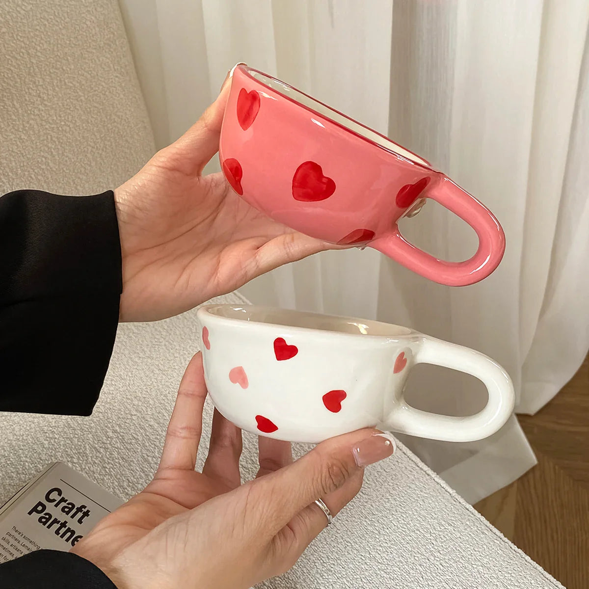 Love Ceramic Pair Cup, Creative Hand-Painted Ceramic Love Mug