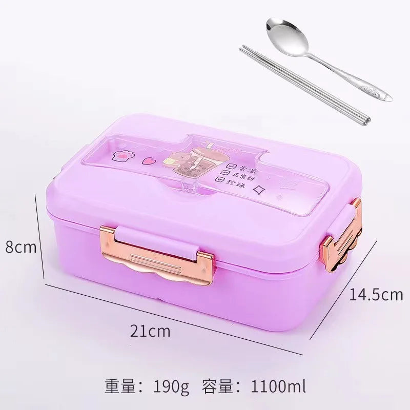 Cute Lunch Box for Kids With Compartments Bento Lunchbox School Child Leakproof