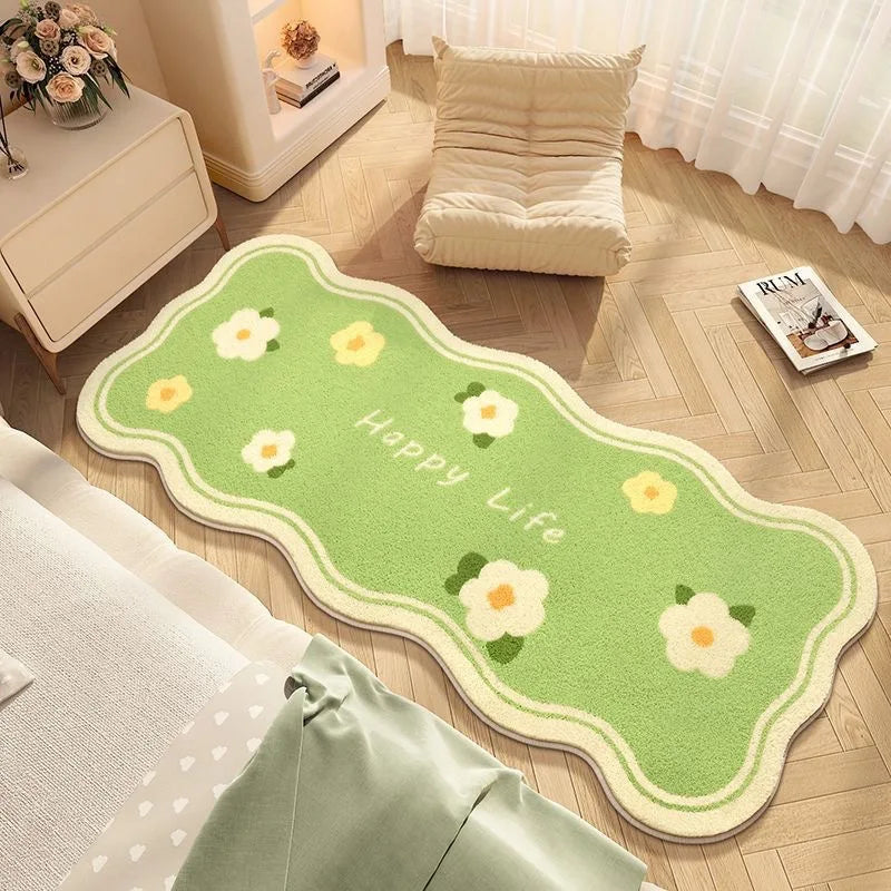 Irregular Flower Bedside Non-slip Super Absorbent Cashmere Carpet