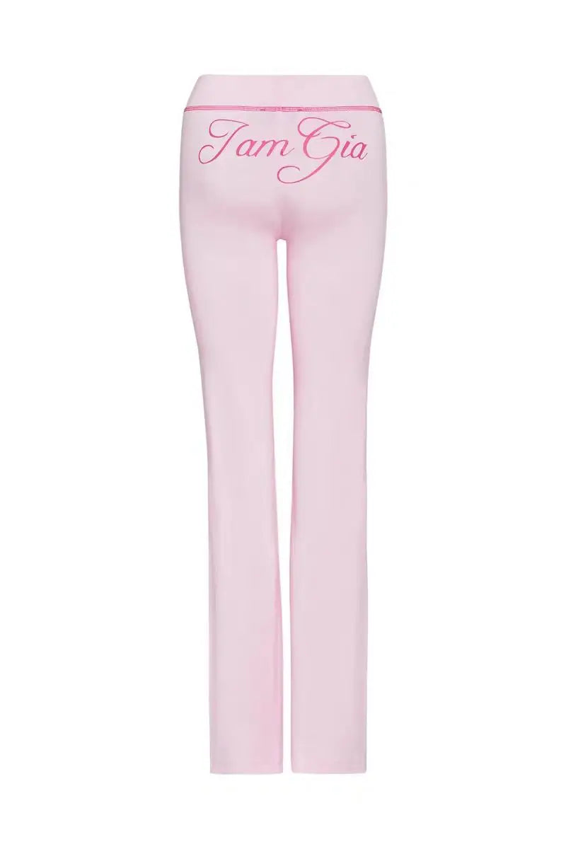 So Y2K Blue Cotton Zipper Hooded Long Sleeved High Stretch Top Low Waist Micro Flared Pants For Women