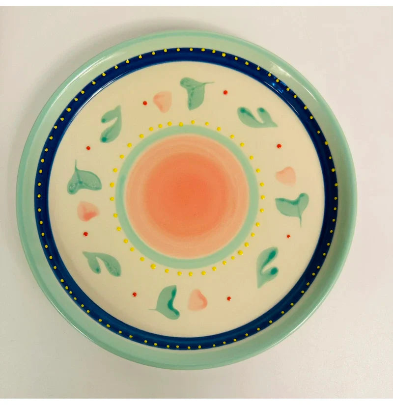 Ceramic Plate Korean Style Household Round Porcelain Dinnerware