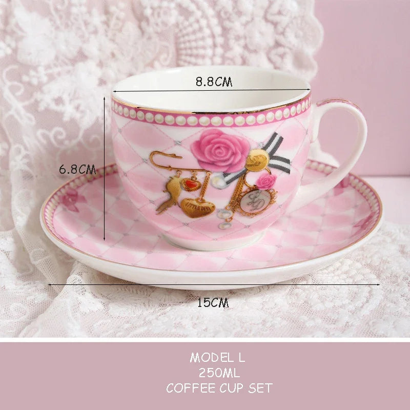 Pink Heart Shaped Dining Plate, Breakfast Tray, Ceramic Lace, Leopard Pattern Tableware, Afternoon Tea Salad Dessert