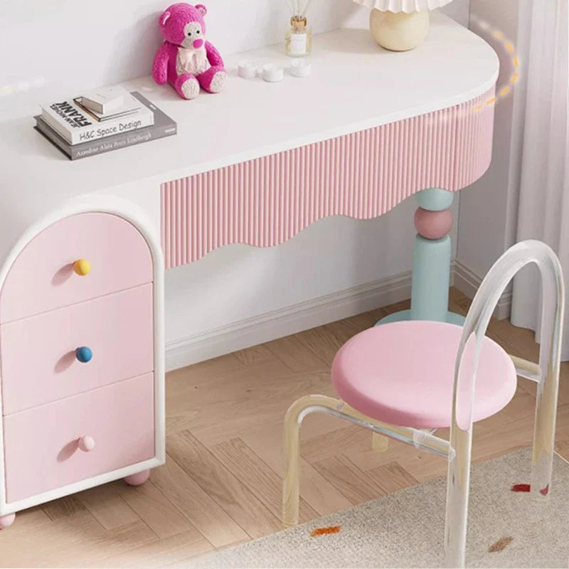 Pink Dresser, Bedroom Dresser, Cream Wind Solid Wood Integrated Chest Cabinet, Makeup Table, Storage Cabinet