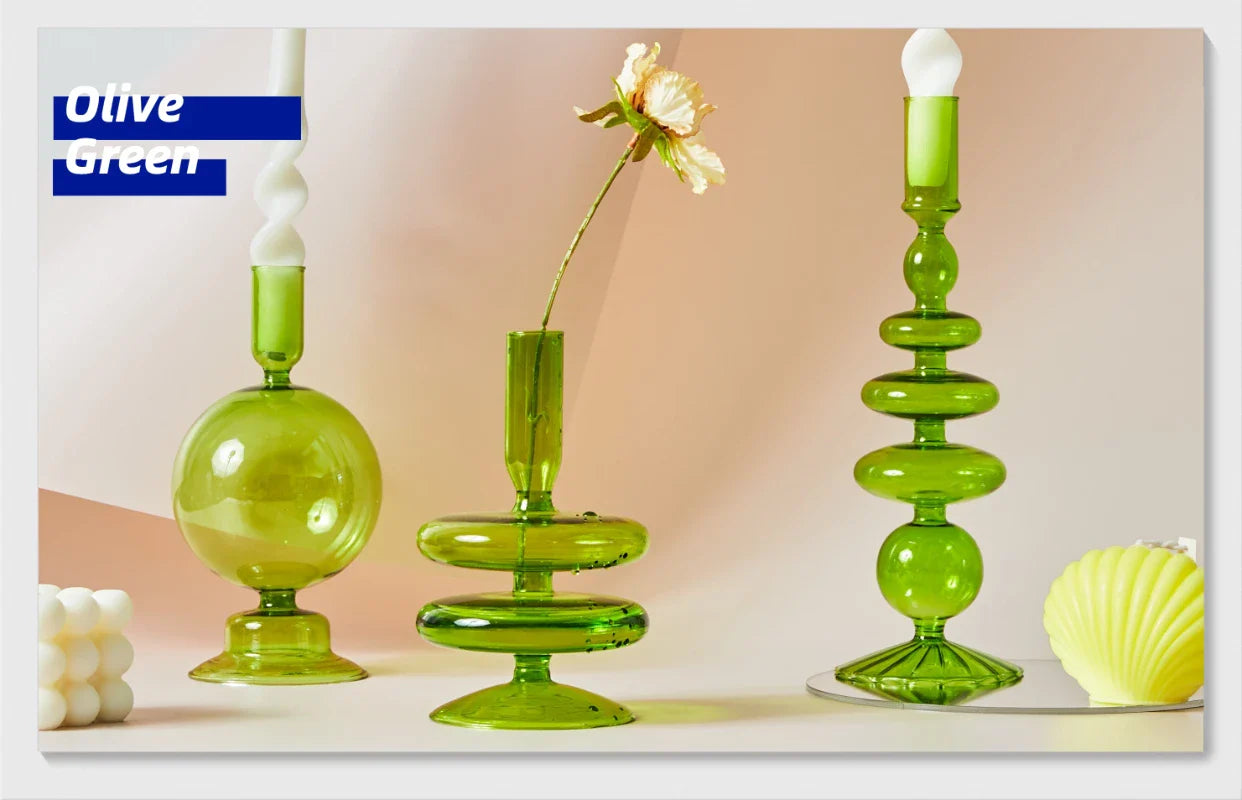 Taper Candle Holders Glass Candlesticks for Home Decoration Glass Vase