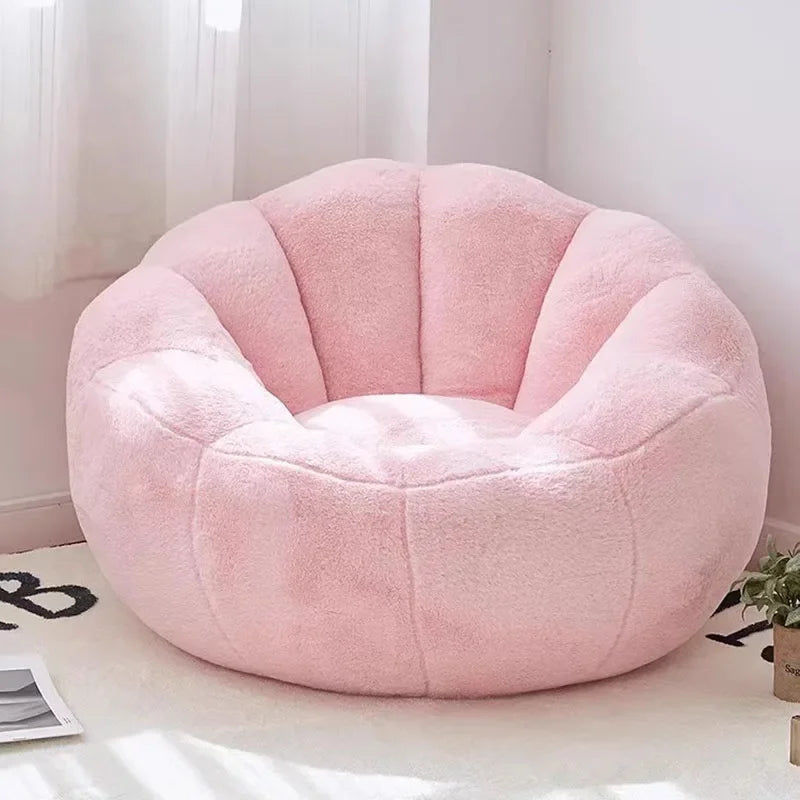 Kawai Curved Bean Bag Sofa Pink Lazy Exterior Sitting Bean Bag Sofas Comfortable Reclining Furniture
