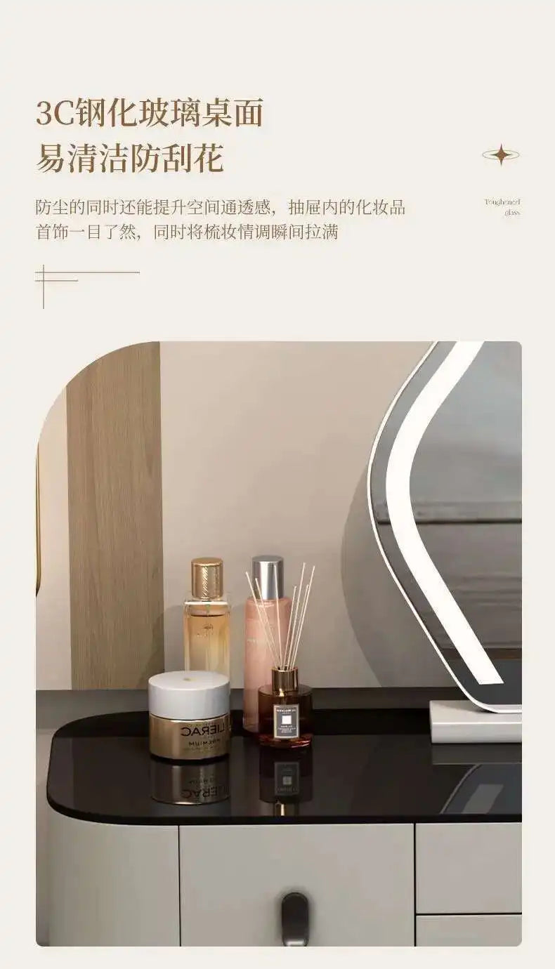 Luxury Shelf Cosmetics Makeup Dressing Table Bedroom Storage Drawers Vanity Table Modern