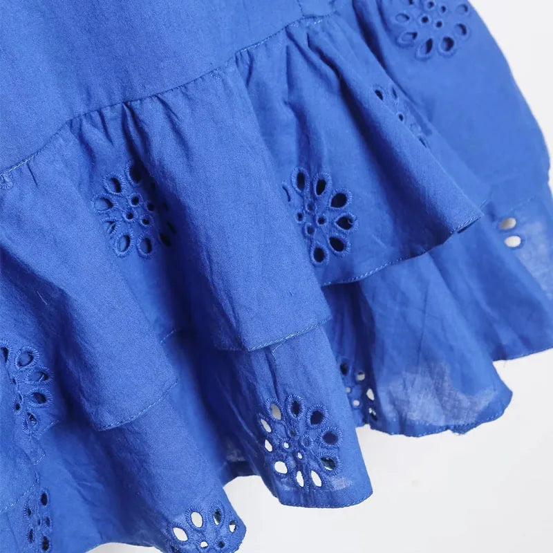 Sling Mini Dress Women Summer Side Zipper Slim Vintage Backless Elastic Thin Straps Female Blue Dress